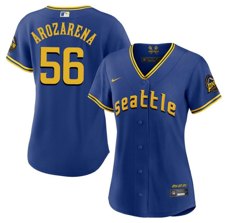 Women's Seattle Mariners #56 Randy Arozarena Royal City Connect Stitched jersey(Run Small)