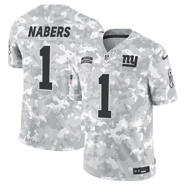 Men's New York Giants #1 Malik Nabers 2024 F.U.S.E Arctic Camo Salute to Service Limited Stitched Football Jersey