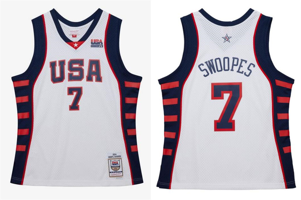 Men's USA Women's Basketball #7 Sheryl Swoopes Throwback White 2004 Hardwood Classics Swingman Jersey