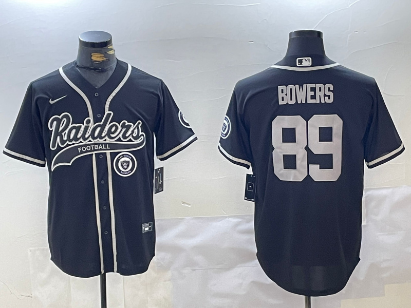 Men's Las Vegas Raiders #89 Brock Bowers Black Cool Base Stitched Baseball Jerseys