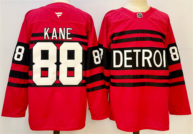 Men's Detroit Red Wings #88 Patrick Kane Red 2024-25 Reverse Retro Stitched Jersey