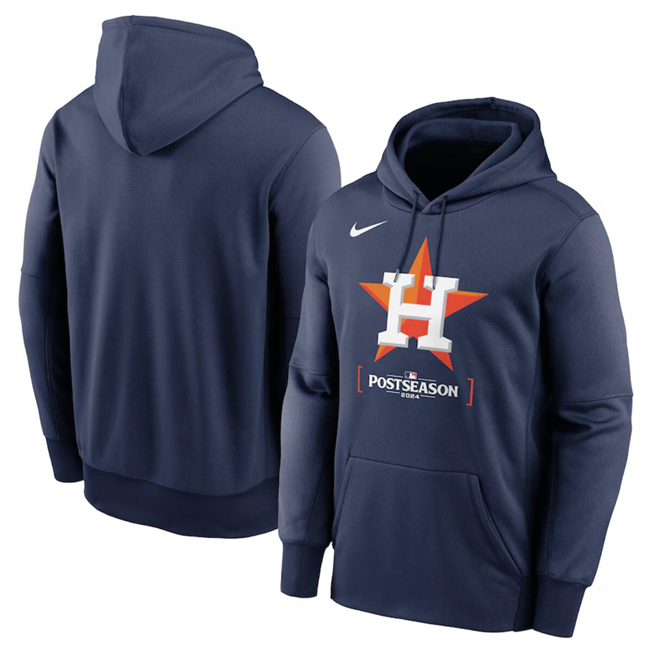 Men's Houston Astros Navy 2024 Postseason Collection Therma Pullover Hoodie