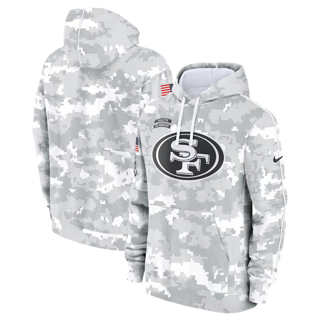 Men's San Francisco 49ers 2024 Arctic Camo Salute to Service Club Fleece Pullover Hoodie