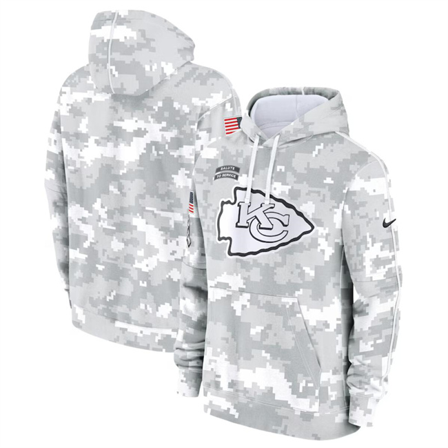 Men's Kansas City Chiefs 2024 Arctic Camo Salute to Service Club Fleece Pullover Hoodie