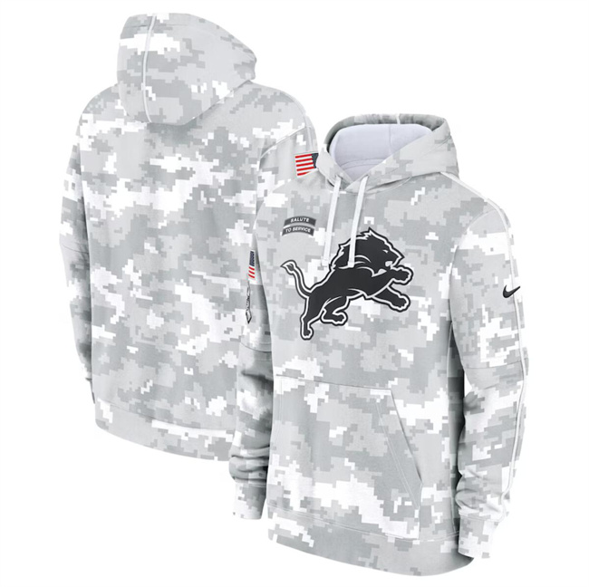 Men's Detroit Lions 2024 Arctic Camo Salute to Service Club Fleece Pullover Hoodie