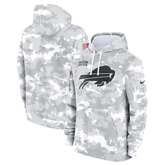 Men's Buffalo Bills 2024 Arctic Camo Salute to Service Club Fleece Pullover Hoodie