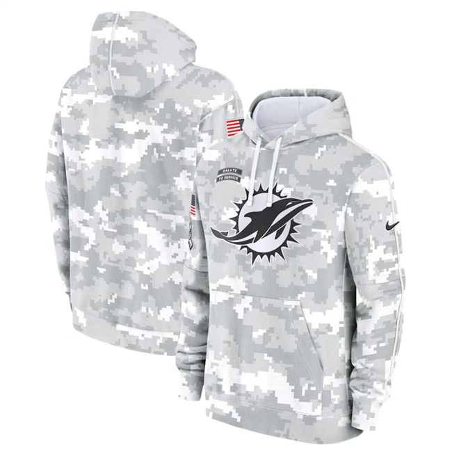 Youth Miami Dolphins 2024 White Gray Salute To Service Pullover Hoodie