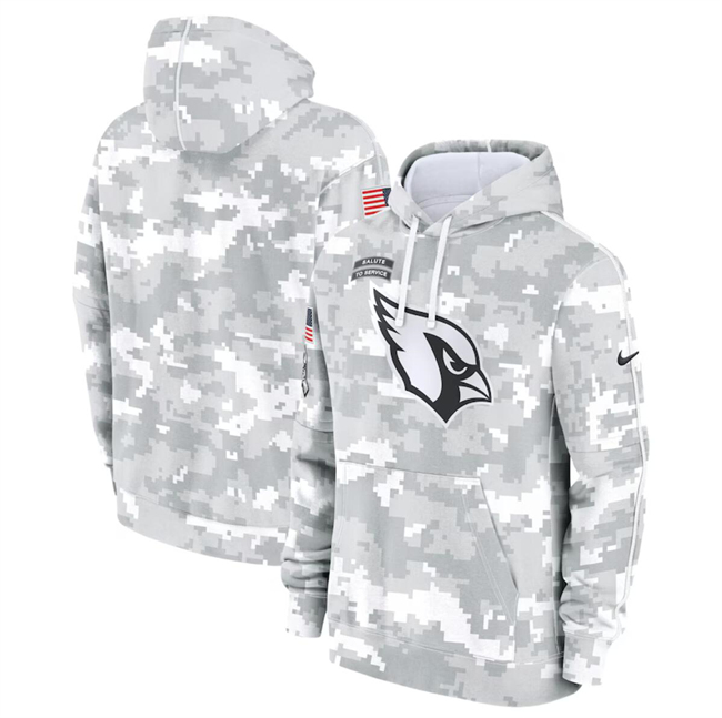 Youth Arizona Cardinals 2024 White Gray Salute To Service Pullover Hoodie