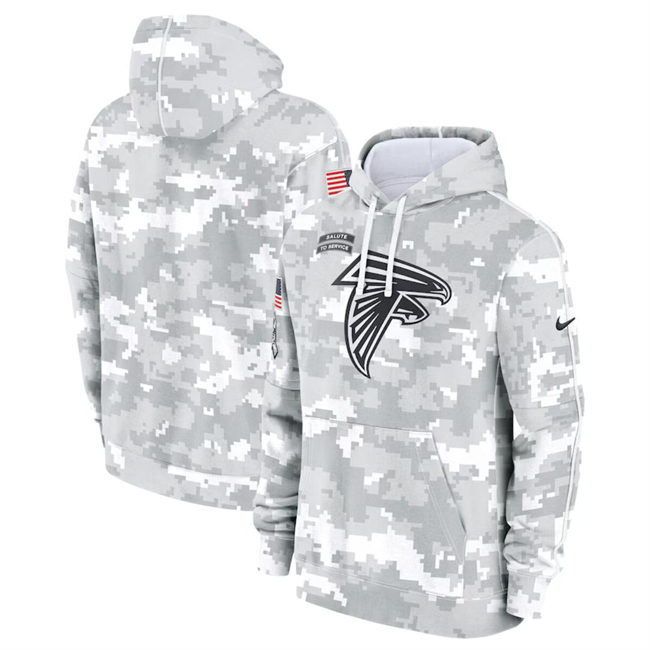 Youth Atlanta Falcons 2024 White Gray Salute To Service Pullover Hoodie