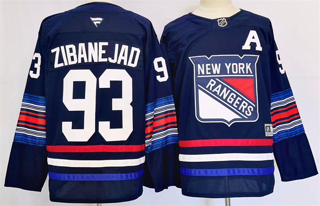 Men's New York Rangers #93 Mika Zibanejad Navy 2024-25 Stitched Hockey Jersey