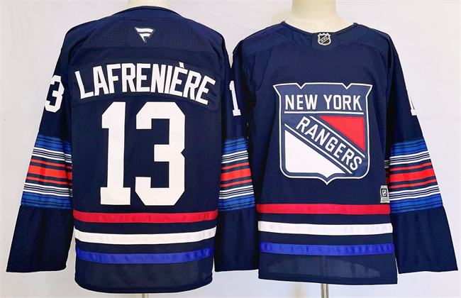 Men's New York Rangers #13 Alexis Lafreniere Navy 2024-25 Stitched Hockey Jersey