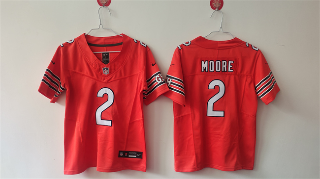 Women's Chicago Bears #2 DJ Moore Orange 2024 F.U.S.E Vapor Stitched Jersey(Run Small)