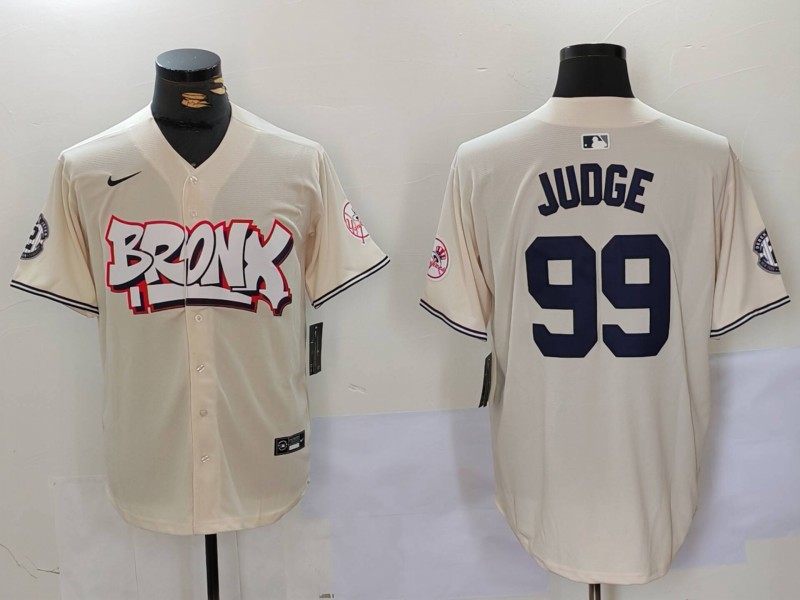 Men's New York Yankees #99 Aaron Judge Cream The Bronx Graffiti Vapor Limited Stitched Baseball Jersey V2