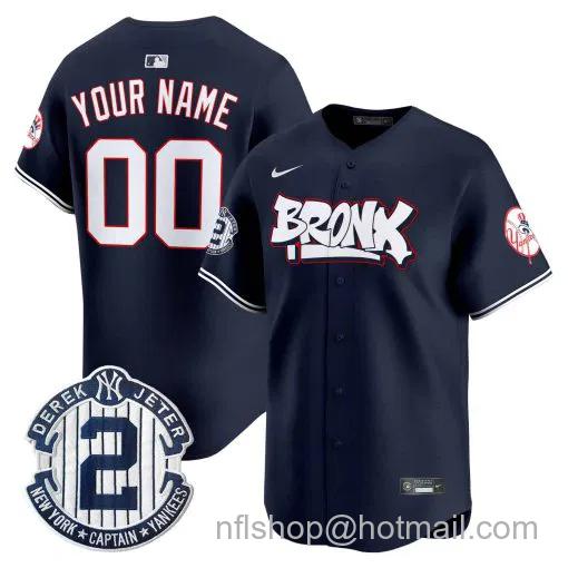 Custom Men's New York Yankees The Bronx Graffiti Navy Vapor Limited Stitched Baseball Jersey