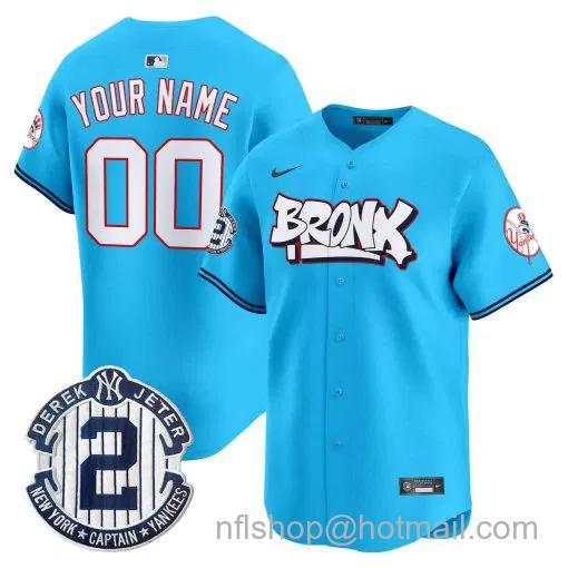 Custom Men's New York Yankees The Bronx Graffiti Light Blue Vapor Limited Stitched Baseball Jersey