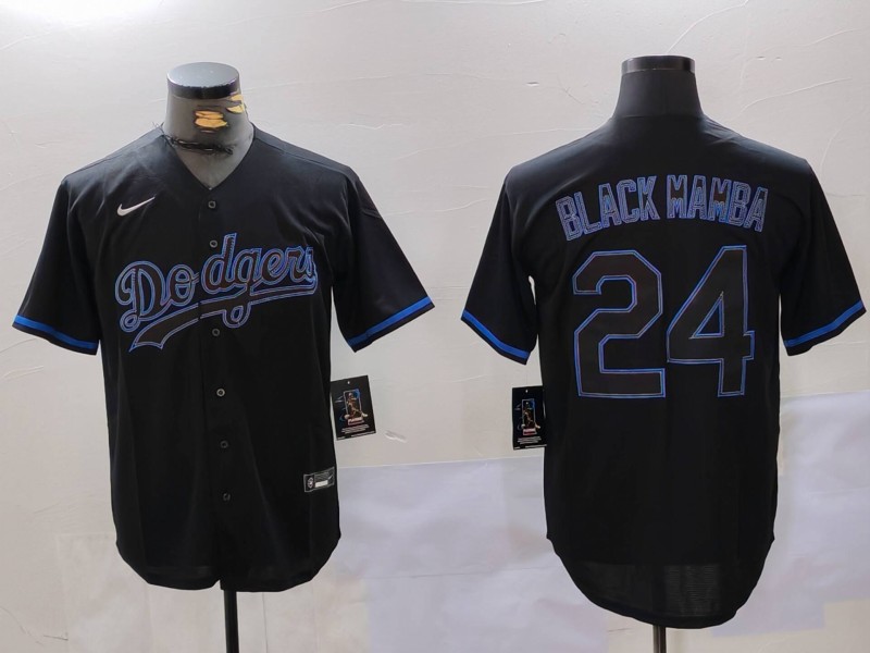 Men's Los Angeles Dodgers #24 Kobe Bryant Black Mamba Lights Out Black Fashion Stitched Cool Base Stitched Baseball Jersey