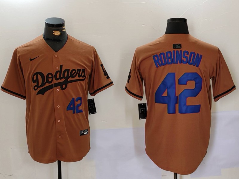 Men's Los Angeles Dodgers #42 Jackie Robinson Number Olive Cool Base Limited Stitched Jerseys