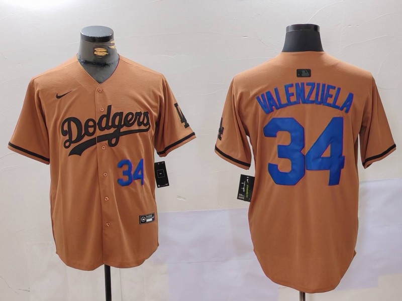 Men's Los Angeles Dodgers #34 Toro Valenzuela Number Olive Cool Base Limited Stitched Jerseys