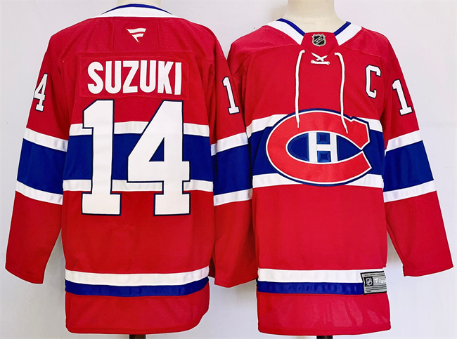 Men's Montreal Canadiens #14 Nick Suzuki Red 2024-25 Stitched Jersey