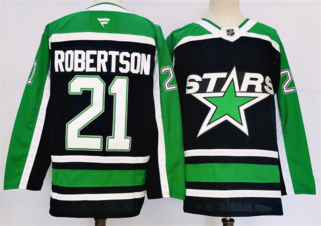 Men's Dallas Stars #21 Jason Robertson Black 2024-25 Reverse Retro Stitched Hockey Jersey