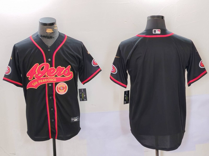 Men's San Francisco 49ers Black With Patch Cool Base Stitched Baseball Jersey 1