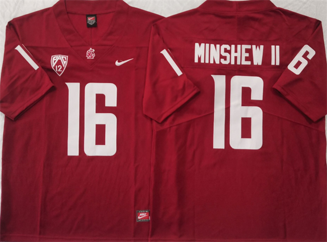 Men's Washington State Cougars #16 Gardner Minshew II Red Stitched Football Jersey