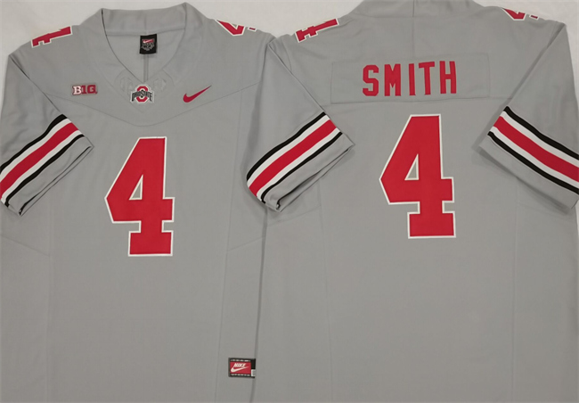 Men's Ohio State Buckeyes #4 Jeremiah Smith Grey F.U.S.E. Limited Stitched Jersey