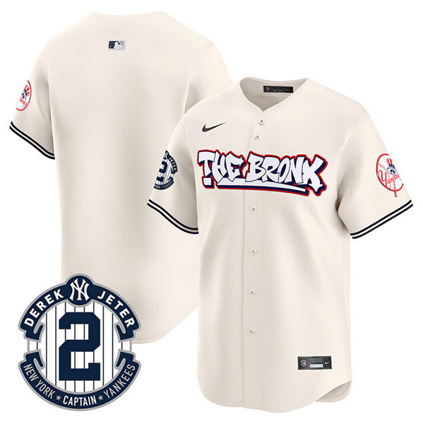 Men's New York Yankees Blank Cream The Bronx Graffiti V2 Vapor Limited Stitched Baseball Jersey