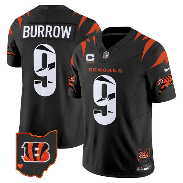 Men's Cincinnati Bengals #9 Joe Burrow Black F.U.S.E. With 4-Star C Patch Special Vapor Untouchable Limited Stitched Football Jersey