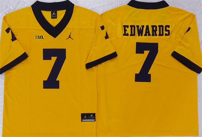 Men's Michigan Wolverines #7 Donovan Edwards Yellow Stitched NCAA Jersey