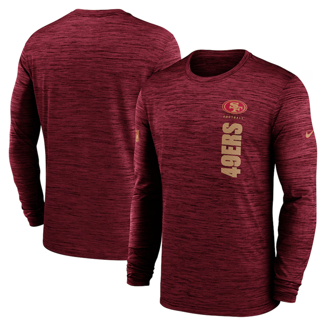 Men's San Francisco 49ers Scarlet 2024 Sideline Team Velocity Performance Long Sleeve T-Shirt