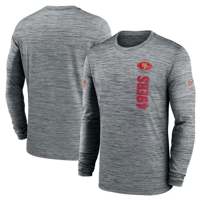 Men's San Francisco 49ers Grey 2024 Sideline Team Velocity Performance Long Sleeve T-Shirt