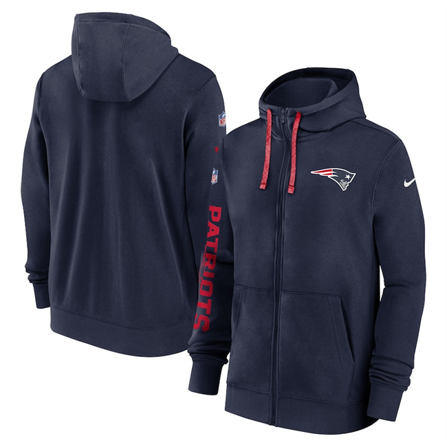 Men's New England Patriots Navy 2024 Team Full-Zip Hoodie