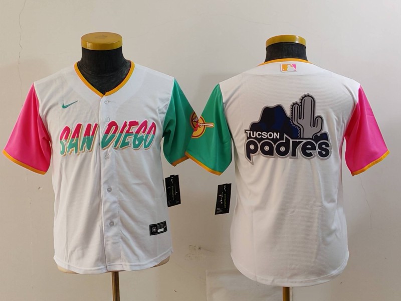 Youth San Diego Padres White Team Big Logo City Connect Stitched Baseball Jerseys