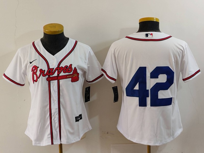 Youth Atlanta Braves #42 Jackie Robinson White Cool Base Stitched Baseball Jersey