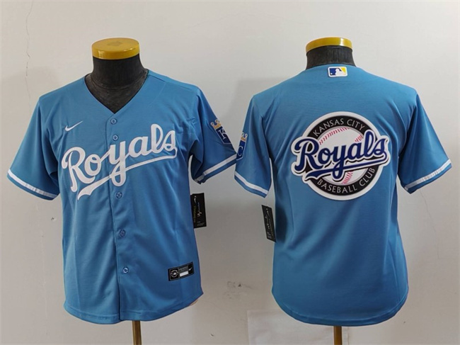 Youth Kansas City Royals Team Big Logo Light Blue Cool Base Stitched Baseball Jersey