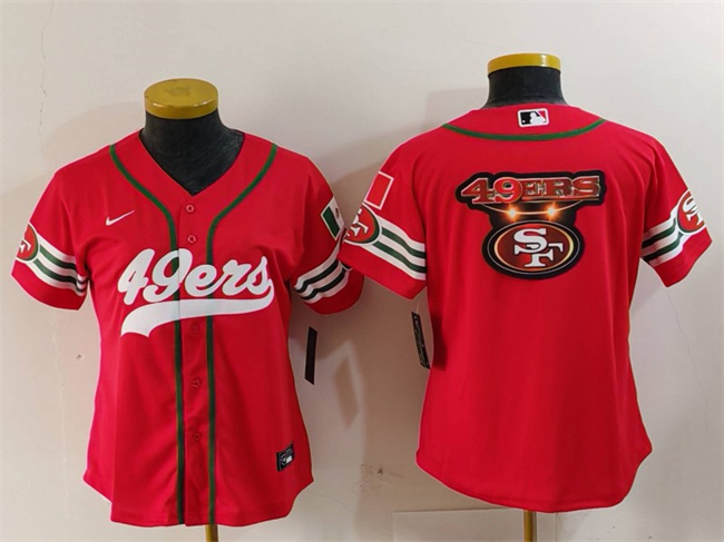 Youth San Francisco 49ers Team Big Logo Red Mexico With Patch Cool Base Stitched MLB Baseball Jersey