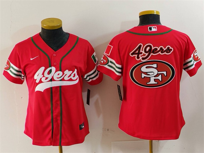 Youth San Francisco 49ers Team Big Logo Red Mexico With Patch Cool Base Stitched Baseball Jerseys