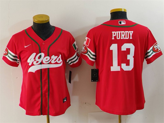 Women's San Francisco 49ers #13 Brock Purdy Red Mexico With Patch Cool Base Stitched Baseball Jersey(Run Small)