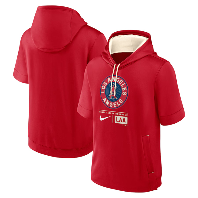 Men's Los Angeles Angels Red City Connect Short Sleeve Pullover Hoodie