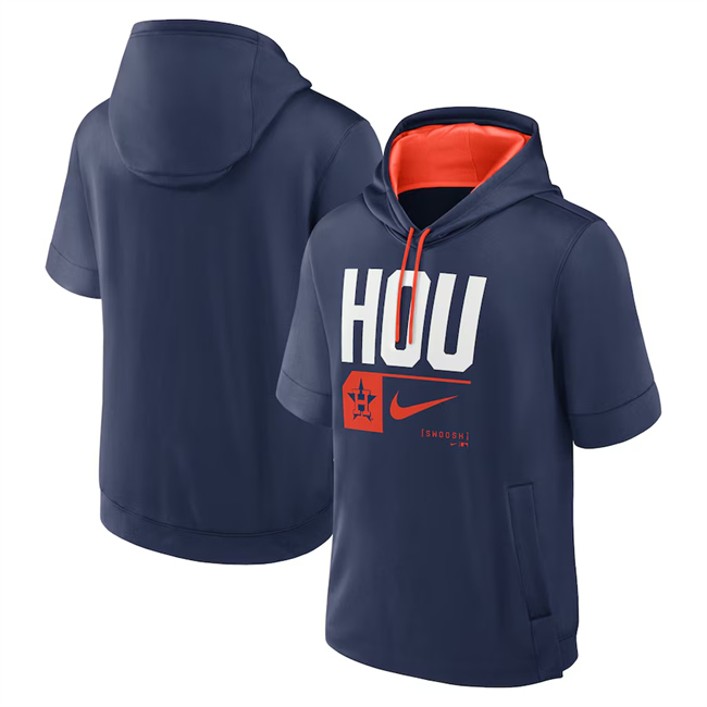 Men's Houston Astros Navy Tri Code Lockup Short Sleeve Pullover Hoodie