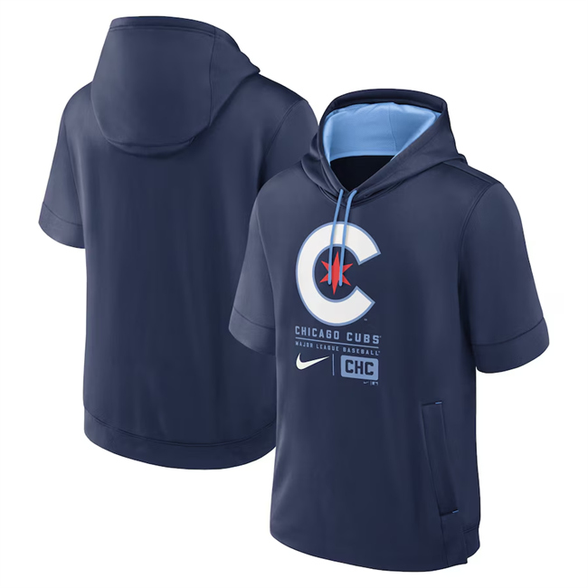 Men's Chicago Cubs Navy City Connect Short Sleeve Pullover Hoodie