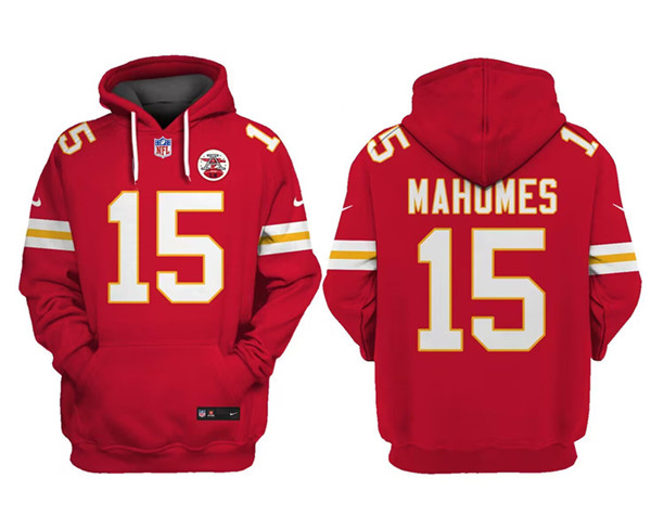 Men's Kansas City Chiefs Custom Red Name & Number Pullover Hoodie