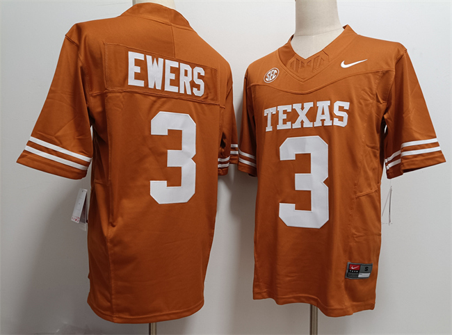 Women's Texas Longhorns #3 Quinn Ewers Orange F.U.S.E Stitched Jersey(Run Small)