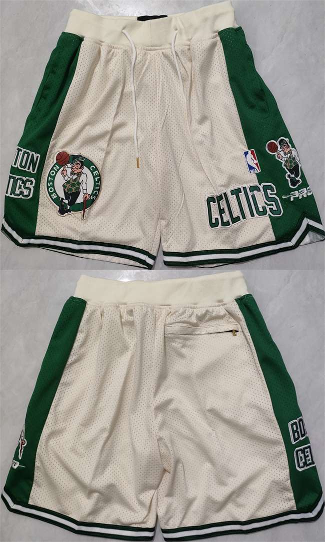 Men's Boston Celtics White Green Shorts (Run Small)