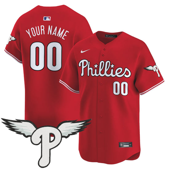 Philadelphia Phillies Active Player Custom Red 2025 P eagles Patch Limited Stitched Baseball Jersey