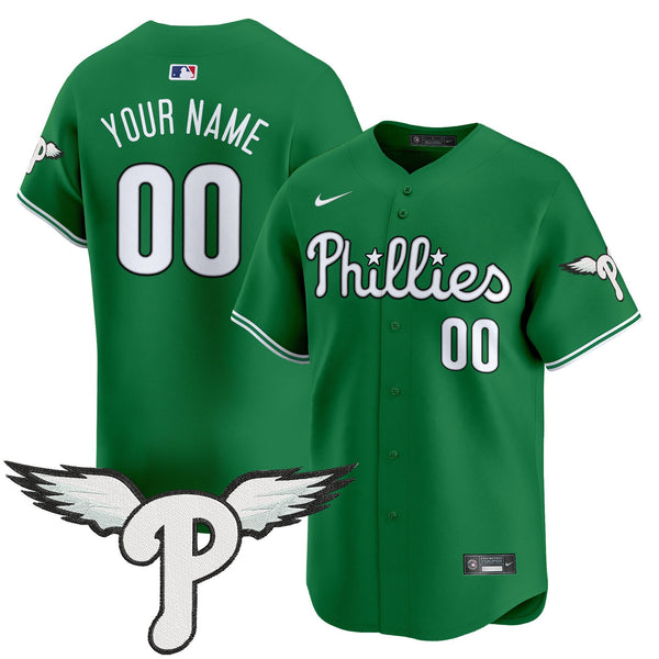 Philadelphia Phillies Active Player Custom Kelly Green 2025 P eagles Patch Limited Stitched Baseball Jersey