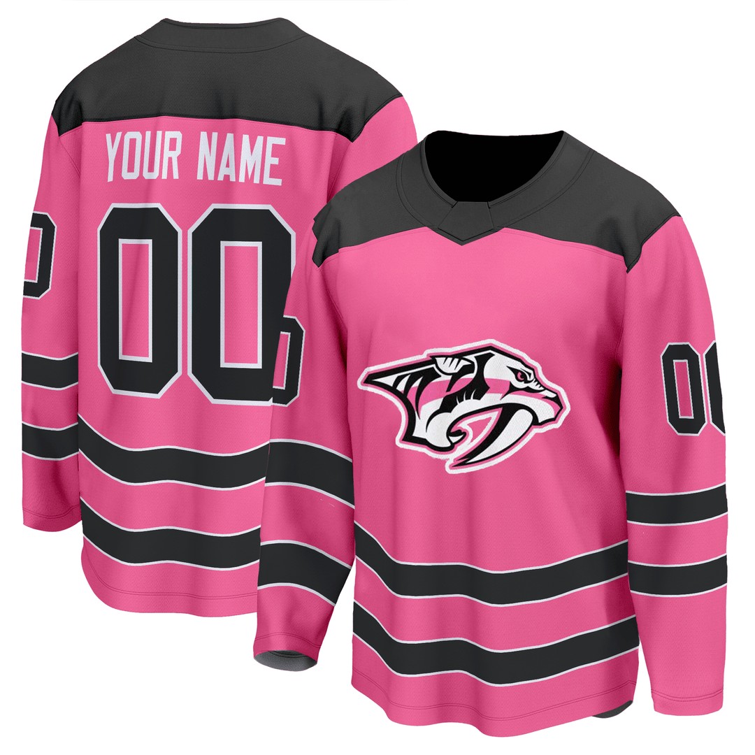 Nashville Predators Pink Hockey Custom Jersey - All Printed