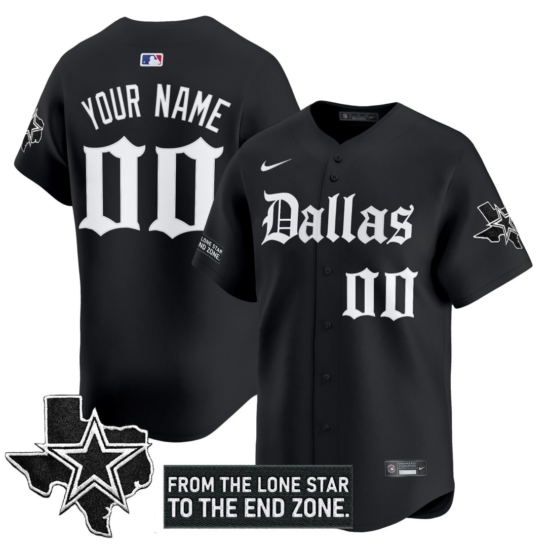 Dallas Cowboys Active Player Custom 'Gothic Lone Star Edition' Vapor Limited Baseball Jersey Black - All Stitched