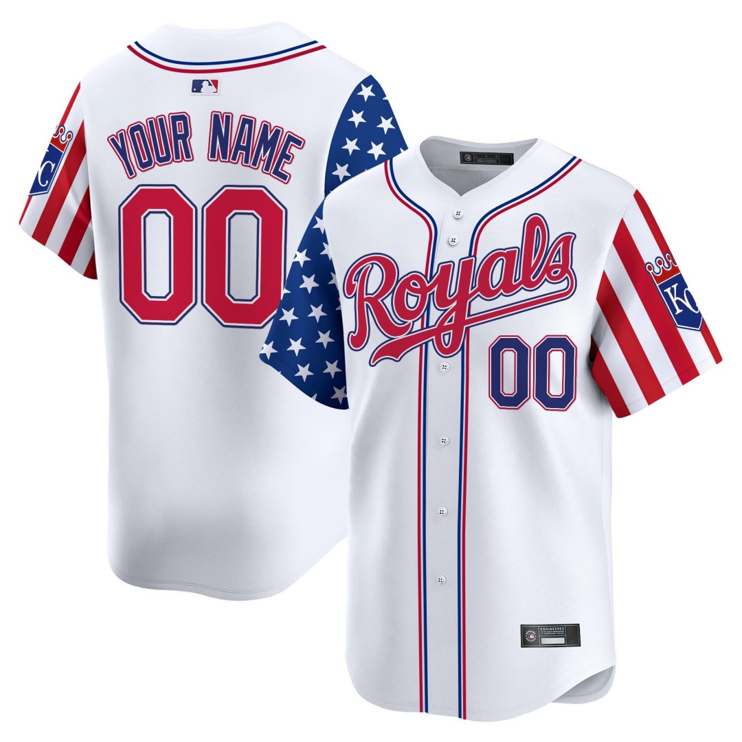Kansas City Royals Active Player Custom White 2025 Independence Day Limited Stitched Baseball Jersey